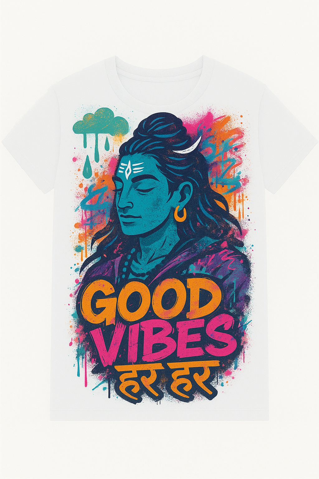Unisex Graphic T-Shirt – GOOD VIBES हर हर | Lord Shiva Graffiti Print