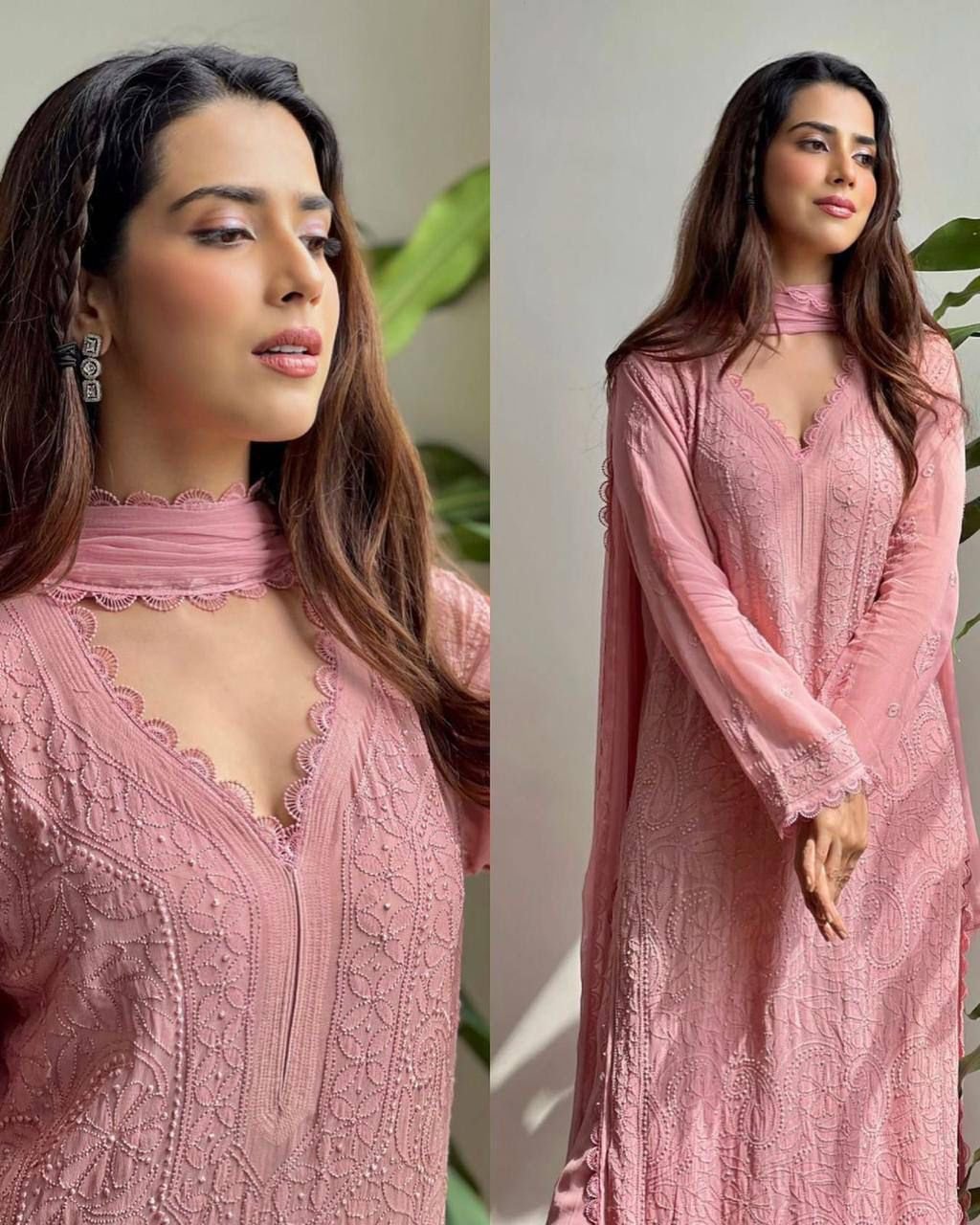 Chikankari Embroidered Fox Georgette Suit Set – 3 Piece Set with Dupatta (Available in 10 Elegant Colors)